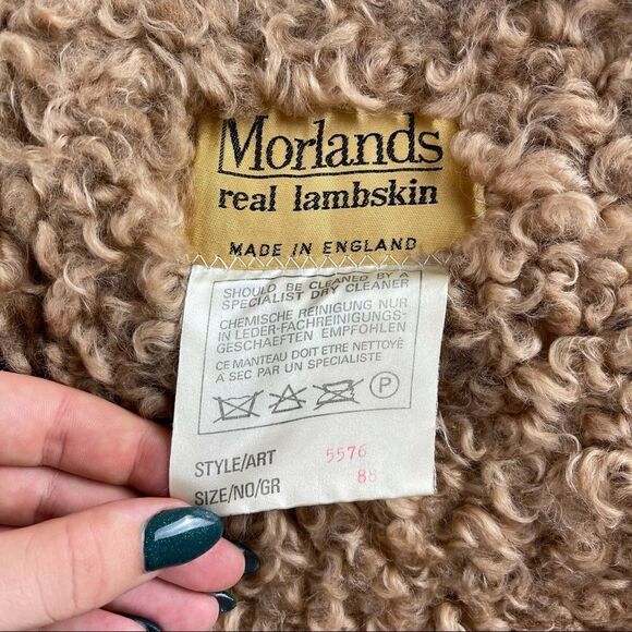 Vintage Morlands Real Lambskin Brown Tan Shearling Warm Leather Jacket Sz XS - Picture 9 of 10